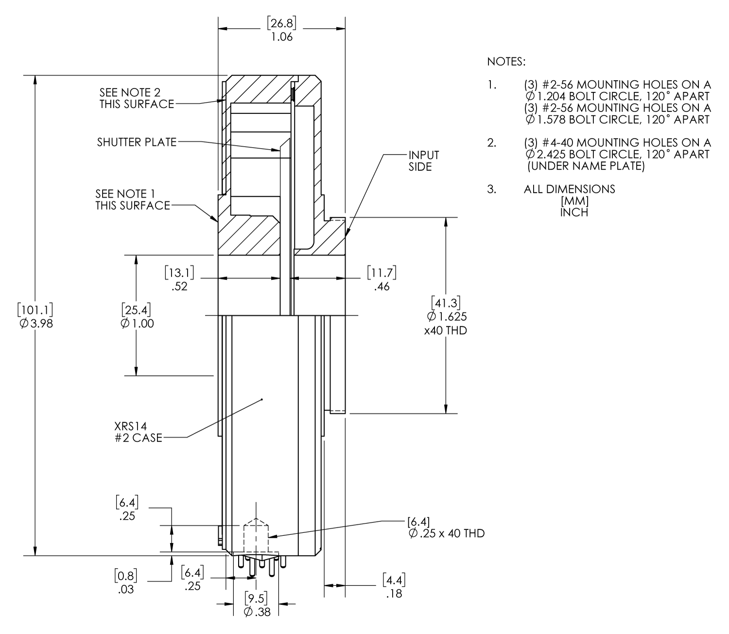 Uniblitz XRS14 Technical Drawing (Housed)