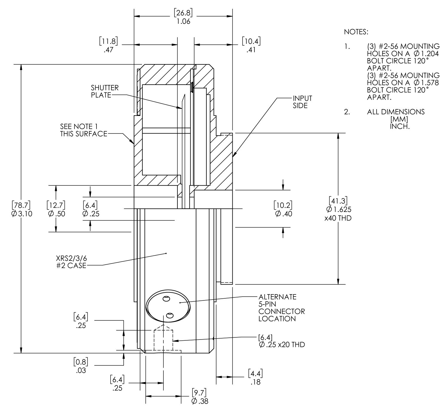 Uniblitz XRS6 Technical Drawing (Housed)