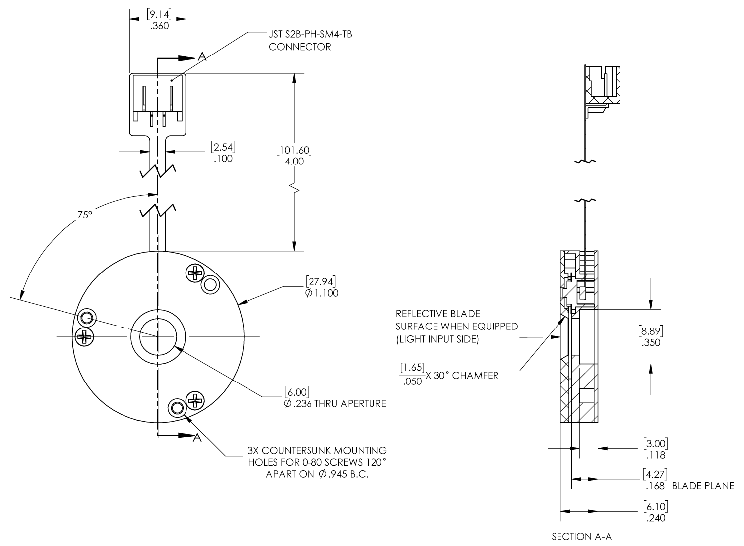 Uniblitz ES6B 6mm Laser Shutter Drawing