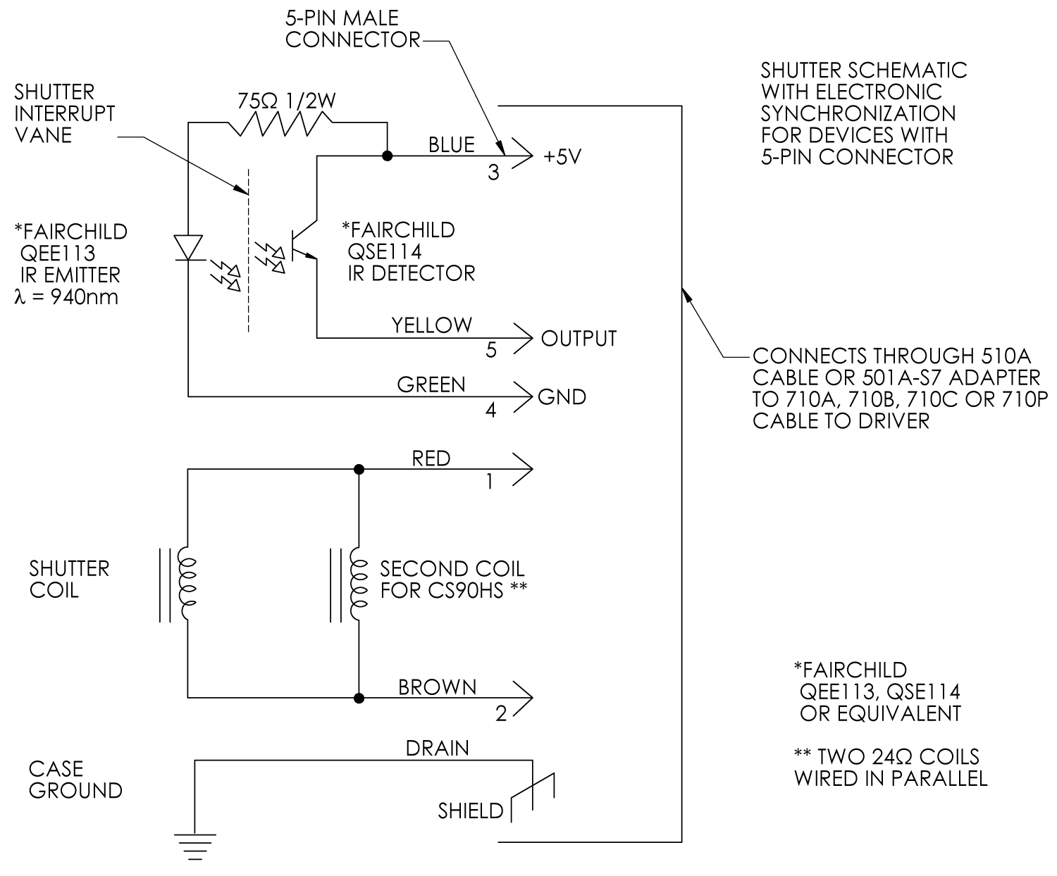 Uniblitz LS 5-pin sync schematic, pin diagram
